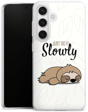 Slim Case kompatibel mit Samsung Galaxy S 24 Silikon Handyhülle transparent Hülle extra dünn Tiere Faultier Lazy Sunday