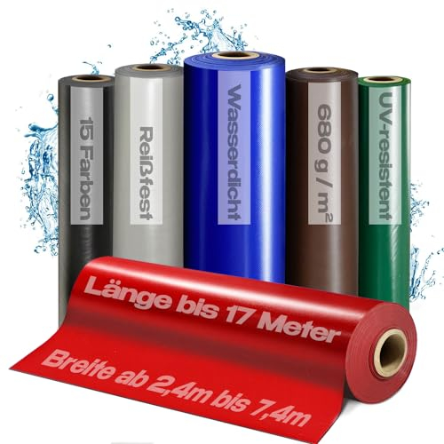 Abdeckplane nach Maß - Breite 740cm ohne Ösen I Gartenmöbel Abdeckung I LKW Plane 680g/m² Hochglanz lackiert I Abdeckplane Wasserdicht I PVC Meterware Gewebeplane