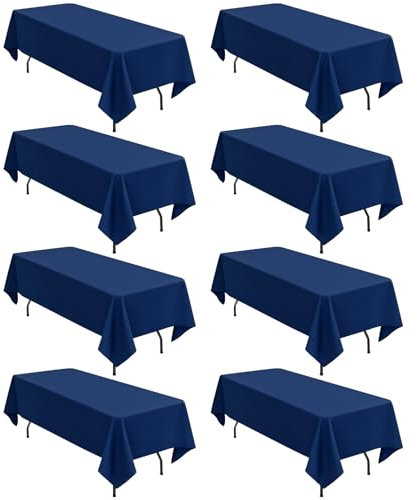LYAFS 8 Nappes Rectangulaires de Polyester 153 x 260 cm, Bleu Marine Nappe de Table de Qualité de 1,8 m, Résistant aux Taches et aux Rides Lavable Décoratif Nappe pour Banquet de Mariage Fête
