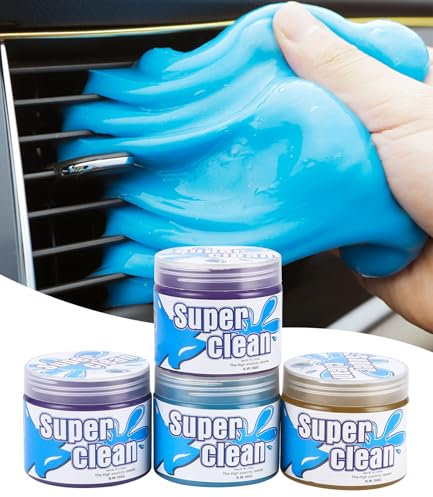 Toaren Lot de 4 Gel Nettoyant Voiture,Gels Nettoyants pour l'intérieur de la Voiture Slime de Nettoyage Poussière Voitures Nettoyeur Clavier Slime Nettoyage,Doux et Flexible,pour Ordinateur Imprimante