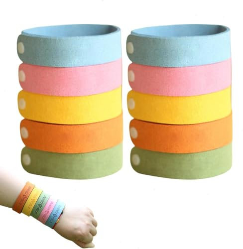 Pulsera repelente de mosquitos Paquete de 10 pulseras de mosquitos para niños y adultos Pulsera de insectos de color sólido sin DEET, pulsera repelente de insectos impermeable para interiores y