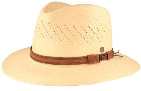 Breiter Original Panama Hut Strohhut Sommerhut aus Ecuador Traditionell Sonnenhut Handgeflochten mit ventilierter Krone
