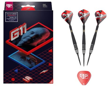 Target Darts Phil Taylor Gen 11 Power 9-Five Steel Tip Swiss Point Darts, 95% Tungsten Raw Power G11, 22G | Phil Taylor Generation 11 Darts, Swiss Points Darts in Game Edition