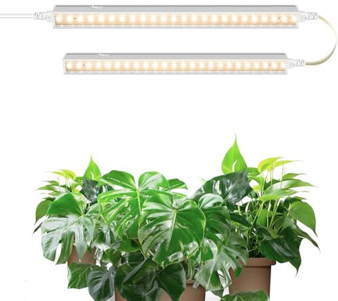 Barrina T5 1FT Grow Lights for Indoor Plants, Yellow Full Spectrum Sunlight, 10W(2 x 5W) Plant Growing Lamp, Linkable LED Grow Light Strip, Plug and Play, 2 Packs
