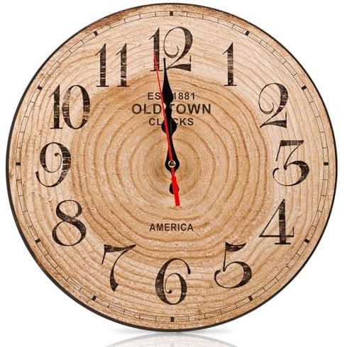 BORDEAG Horloge murale sans bruit de tic-tac en bois vintage de 30 cm - Grande moderne pour salon, cuisine, maison, chambre à coucher, bureau