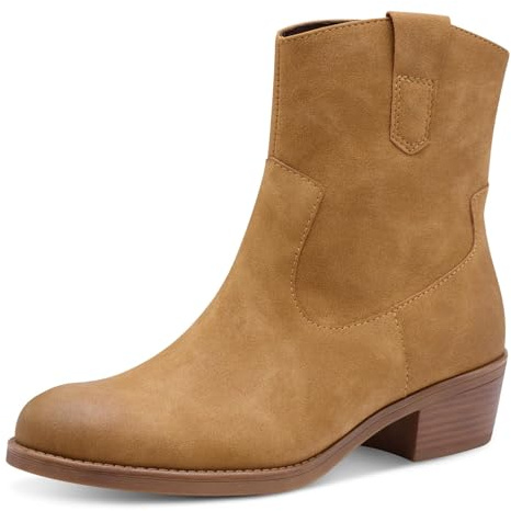 MARCO TOZZI Damen Boots mit Blockabsatz Cowboy, Braun (Camel), 39 EU