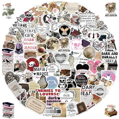 DIWSO 100 Pcs Vintage Dark Lesen Aufkleber für Scrapbook, Tagebuch, Laptop, Umschläge, Wasserflasche, Skateboard, Fahrrad, Computer, Graffiti, Teenager, Junge, Mädchen, Wasserfest