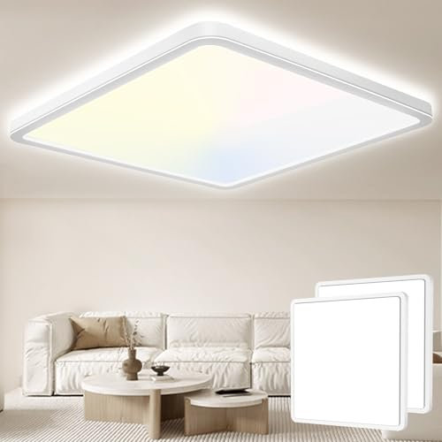 Seruno X LED Deckenleuchte 24W 6000K/4000K/3000K, 3200LM IP54 Ultra Dünn Deckenlampe, Flach Quadrat Modern Badezimmer Lampe Küchenlampe für Flur Schlafzimmer Balkon Wohnzimmer Büro Küche Keller Ø29CM