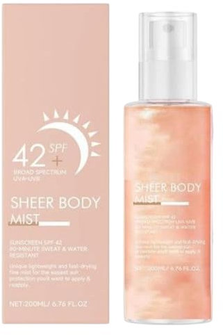 Sun Glaze Sheer Body Mist Sonnenschutzmittel, schnell absorbierendes UV-Verteidigungsspray, unsichtbares Finish, leichter Schutz für Gesicht und Körper, perfekt für Ferien, Sport, tägliche Verwendung