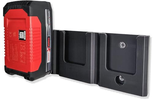 Decoralin Wandhalterung für Einhell 18V Batterien - Lagerregal für 3 Batterien - Einfache Installation mit Schrauben & Dübeln - Langlebiger schwarzer Kunststoff - Garage oder Werkstatt Organisation