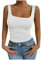 Ladies Tank Tops Summer Wide Strap Vest Tops Casual Square Neck Vests Lightweight Solid Color Women Crop Top Gym Sport Cami Slim Fit Camisole Athletic Yoga Sleeveless Underwear UK Clearance