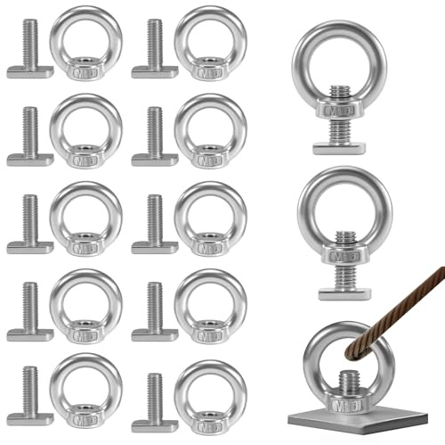 DTLLCZP Zurrösen für Anhänger - 12 Stück M10*25mm Ringschrauben Edelstahl Flügelmutter & Ringmutter Hammerkopfschrauben - Augenschrauben Ösen für Gewächshaus, Rankhilfe, Pflanzenhalter