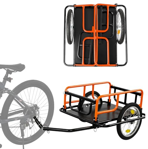 SEKAM Bike Cargo Trailer, Foldable Utility Bicycle Cart, Orange
