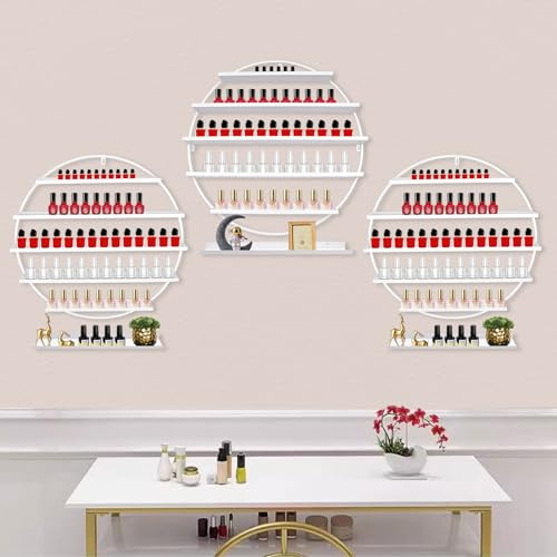 ZNLLQZN 5-Tier Wandregal Rund Nagellack Aufbewahrung Nagellackhalter, Nagelsalon Display Ständer 6 Stück in einem, für Lippenstiften, ätherischen Ölen und Anderen Gegenständen (Weiß)