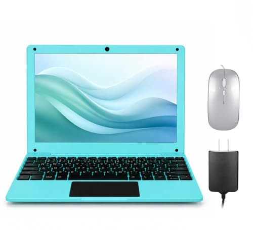 Fwmntu Mini Laptop Computer, 10.1 inch Android 13, 2GB RAM, 64GB Storage, HD IPS Display, 1280x800 Pixel, Portable Netbook with Allwinner A133 CPU Blue
