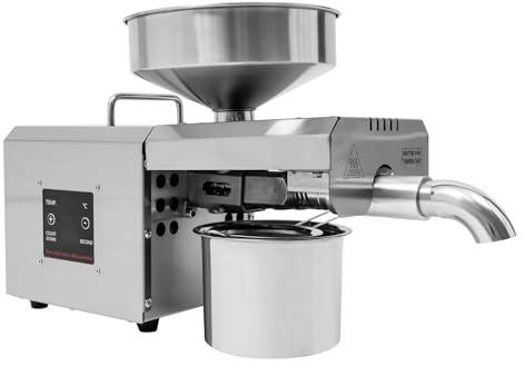 610W 220V Elektrische Edelstahl Ölpresse mit 1500Nm & 95% Ölförderrate,3-5kg/h Automatische Ölextraktionsmaschine mit 40-240°C für Kalt- und Heißpressung,Ölpresse Maschine für Nüsse und Samen