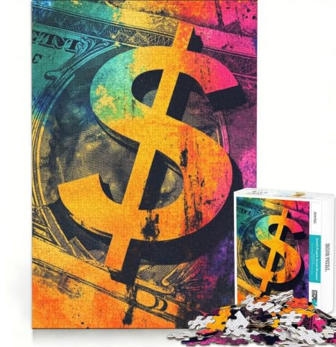 Puzzles für Erwachsene, 1000 Puzzles, Dollarzeichen-Abstrakte Kunst, Anti-Stress-Spielzeug, intellektuelle Entspannung, für Geburtstag, Weihnachten 38x52cm