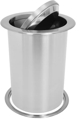 ABOOFAN Poubelle Encastrable Ronde en Acier Inoxydable Argenté