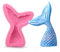 Megrocle Silikon-Form Meerjungfrauenschwanz, 3D-Form für Cupcakes, Gelee, Schokolade, Fondant, groß, Rosa, Silikon, L