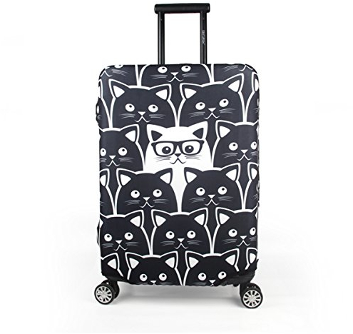 Maddy's Home Elastische Kofferhülle, Kofferhülle, Kofferhülle, Luggage Cover mit Reißverschluss für 53-32 cm (23-32 Zoll), Mehrfarbig (Katzenmotiv), L (Fit 26-28 Suitcase), Modern