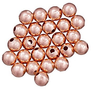 Rose Gold Plated 6mm Round Plain Shiny Spacer Bead PK25