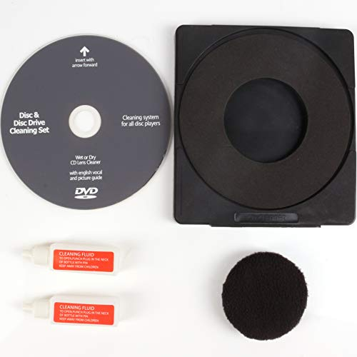 4Pc Disc Lens Cleaner Set - Micro Brush, 2x Fluid Bottles & Disc - Remove Dust