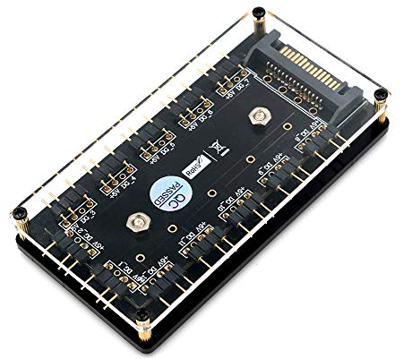 LeHang 12 way 5V RGB LED Splitter Hub with PMMA Case and Magnetic standoff for ASUS/MSI 5V 3pin LED controller