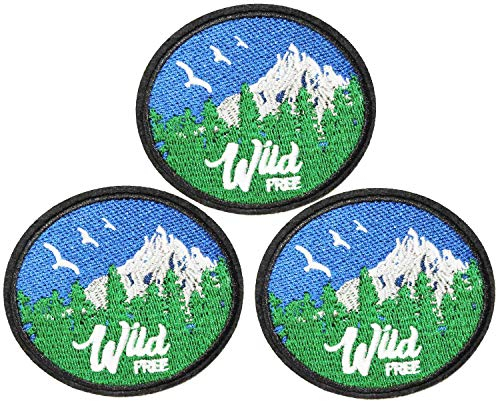 U-Sky Aufnäher zum Aufbügeln oder Aufbügeln – Abenteuer-Outdoor-Motiv-Aufnäher für Jacken, Jeans, Rucksäcke, Weste, Kleidung 2.83*2.83inch Wild Free-2