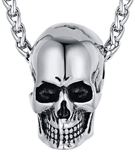 FaithHeart Skull Anhänger Edelstahl herren Skull Kette Totenkopf Anhänger für Weihnachten/Halloween/Geburtstag