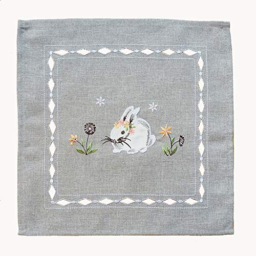 Raebel Ostern Hellgrau Tischdecke Tischläufer Deckchen Osterdeko Hasen Rosa 100% Polyester (40 x 140 cm Tischläufer rechteckig)