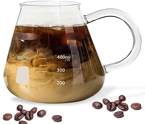 Erlenmeyer Flask Mug - Beaker Coffee Mug with Measurements - Borosilicate Thick Durable Glass 16.9oz (500mL) Capacity - Great Gift for anyone who loves Science & Chemistry