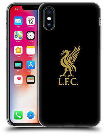 Head Case Designs Licenciado Oficialmente Liverpool Football Club Logotipo De Oro En Negro Pájaro Hígado Carcasa de Gel de Silicona Compatible con Apple iPhone X/iPhone XS