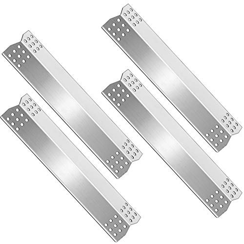 Grillteile Hitzeschild Platte Edelstahl Gas BBQ Teile Ersatz für Master Forge 1010048 Grill Replezement Parts, Brennerabdeckung Flame Tamer, 15 1/8 Zoll x 3 1/4 Zoll, Edelstahl, 4 Stück