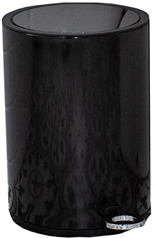 FurnitureXtra™ Modern Style Powder Coated Soft Close Pedal Bin, Plastic Inner bucket, ABS lid (Black, 6L)