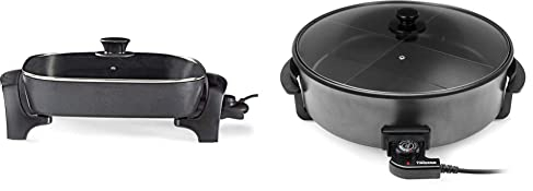 NEDIS Elektrische Pfanne, 40 cm, aus Aluminium, Presofun, schwarz & Tristar MultifunktionalePfanne - 7,5l, 40cm Durchmesser, Regelbarer Thermostat, Antihaftbeschichtung, 1500 Watt, PZ-9145