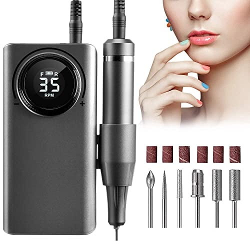 Fresa per Unghie Professionale 35000 RPM Portatile Ricaricabile Lima per Unghie Elettrica Velocità Regolabile Manicure Set Trapano Elettrico con Display a LED per Saloni di Unghie, Manicure DIY