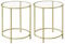 VASAGLE Beistelltisch rund, 2er Set, Kleiner Couchtisch, Glastisch mit Metallgestell, Nachttisch, Sofatisch, Balkon, Hartglas, goldfarben LCT631B01