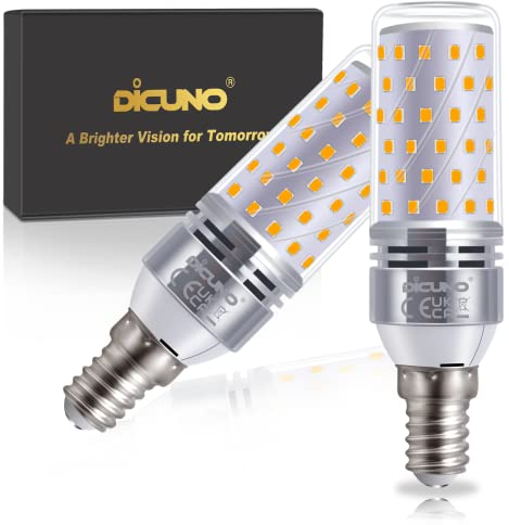 DiCUNO E14 LED Mais Glühbirne 10W, 2700K Warmweiß, entspricht 130W Glühbirne, 1350LM LED Maiskolben E14, CRI 82, nicht Dimmbar, kleine Edison Schraube für Kronleuchter, Designerlampe, 2er Pack