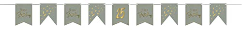 Folat 68507 Wimpelkette Grau Gold Dawn 4 Meter-Personalisiert, Name, 4m