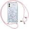 Vauki Handykette für iPhone 12 Mini Hülle mit Band,Silikon Durchsichtig Transparent Flüssig Glitzer mit Kette Kordel Bumper Treibsand Necklace TPU Schutzhülle Case für iPhone 12 Mini