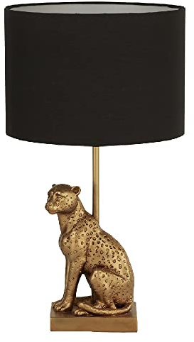 Vintage Table Lamp Light | 1 x Lamp Bulb Required (Not Included) | 3 Pin Plug | in-line Switch | Suitable for LED (Leopard)