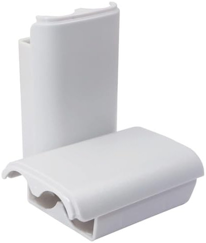 Gamer Gear Paquete de 2 fundas de batería para mando Xbox 360, cubierta trasera de repuesto para mando Xbox 360, puerta de batería blanca para mando Xbox 360, ligero y compacto