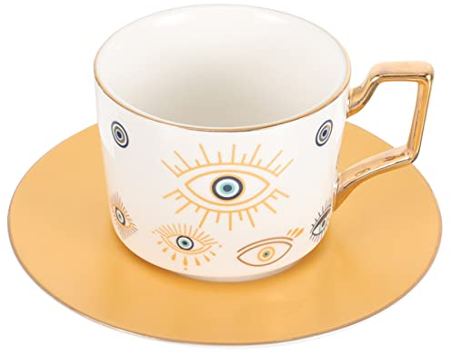 UPKOCH 1satz Evil Eye Kaffeetassen Set Vintage Stil Keramiktasse Mit Untertasse Für Kaffee Tee Heiße Robuste Und Pflegeleichte Teetasse Für Zuhause Und Nachmittagstee