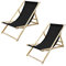 ECD Germany 2er Set Liegestuhl klappbar, Schwarz, Holz, verstellbare Rückenlehne, 3 Positionen, bis 120 kg, Sonnenliege Gartenliege Strandliege Strandstuhl Holzklappstuhl, für Garten, Balkon & Strand