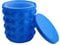 SUL Silicone Ice Cube Maker Bucket with Cover, Space Saving Magic Ice Cup Mould with Easy Release Ice Tray for Small Ice Cubes, Ice Cube Making Mold for Frozen Whiskey, Cocktail, Beverages (Blue)