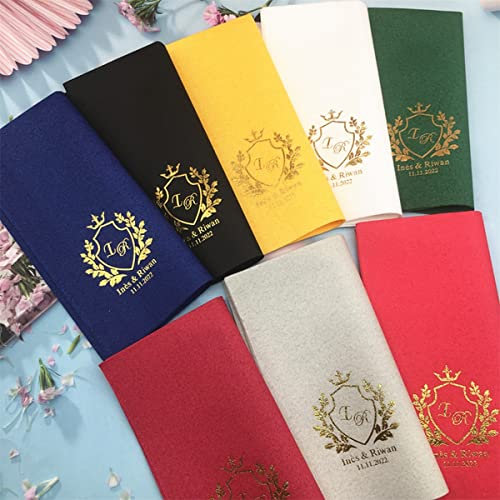 jifu Personalisierte Verlobung, bedruckte Servietten, individuelle Hochzeitsservietten, Erstkommunion, Monogramm-Servietten, Brautparty (50 Stück)