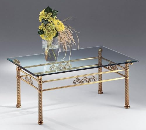 Casa Padrino Luxus Couchtisch Messing/Antik Bronze 120 x 70 x H. 50 cm - Rechteckiger Messing Wohnzimmertisch mit Glasplatte - Wohnzimmer Möbel - Luxus Qualität - Made in Italy