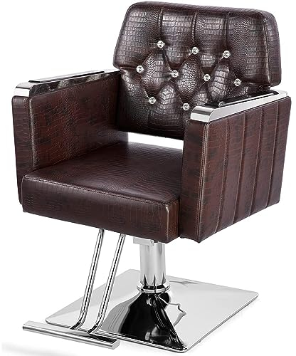 NAKEAH Salonstuhl, Verstellbarer Schwenkfleckenstuhl mit Hochleistungshydraulikpumpe, Spa -Schönheitsausrüstung, Friseurstuhl für Friseurladen,Braun