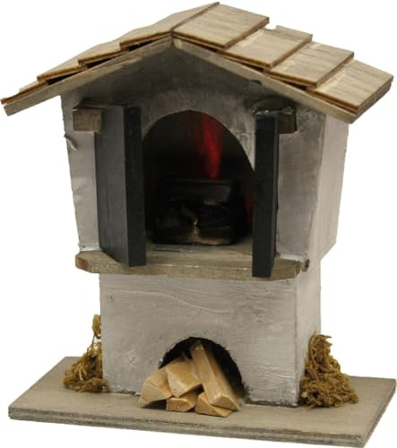 FADEDA Backofen mit LED/Höhe:11 cm/handbemalt/detailgetreue Krippen Figuren - Weihnachten Tisch Dekoration Krippe Zubehör