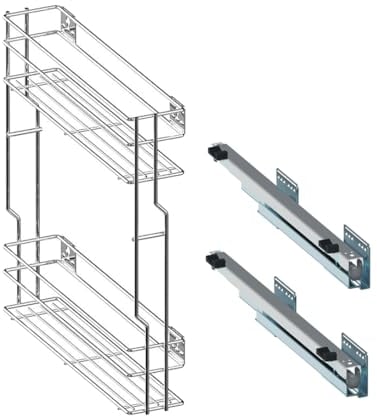 woplus - Schrankauszug Küche mit Softclose [250mm] ausführung Rechts | Auszug Küchenschrank - 2 Etage | Unterschrankauszug Chrome | Apothekerschrank Auszug | Küchenschrank Organizer Ausziehbar